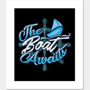 The Boat Awaits Nautical Sailing Cute Boating Posters and Art